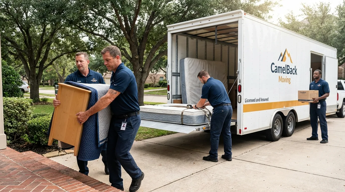 Crew loading residential truck for cross-state move from Hillsdale, MI